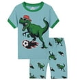thumbnail image 1 of WhouRiu Toddler Boys Outfits for Homewear Car Print Short Sleeve Tee Shorts Breathable Cozy Sleepwear Outfit Set for Kids Green,Size 2-3 Y, 1 of 2