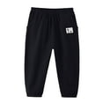 thumbnail image 1 of WhouRiu Toddler Boys Pants Fashion Elastic Waist Jogger Trousers Child Summer Thin Relaxed Fit Sweatpants Black,Sizes 3-4, 1 of 3