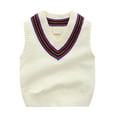 thumbnail image 1 of WhouRiu Toddler Boys' School Sweater Vest Cartoon Knit Sweater Children Comfy Classic Autumn Winter Sweaters Beige,Sized 3-4, 1 of 7