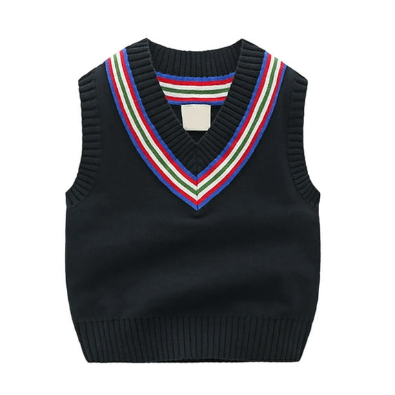 WhouRiu Toddler Boys' School Sweater Vest Cartoon Knit Sweater Children Comfy Classic Autumn Winter Sweaters Black,Sized 2-3