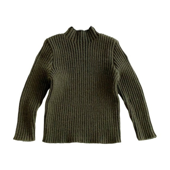 WhouRiu Toddler Boys Sweater Ribbed Knitted Long Sleeve Turtleneck Clothes Kids Winter Fall Stretch Tops Green,Sizes 3-4