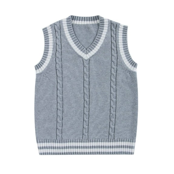 WhouRiu Toddler Boys Sweater Sleeveless V Neck Ribbed Knitted Vest Top Warm Soft School Wear Fall Sweaters Gray,Sized 2-3