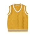 thumbnail image 1 of WhouRiu Toddler Boys Sweater Sleeveless V Neck Ribbed Knitted Vest Top Warm Soft School Wear Fall Sweaters Yellow,Sized 3-4, 1 of 3