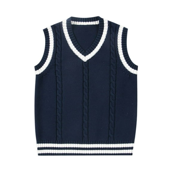 WhouRiu Toddler Boys Sweater Warm V Neck Pullover Knitted Vest Sweater Child Sleeveless School Wear Athletic Fall Sweaters Blue,Sized 3-4