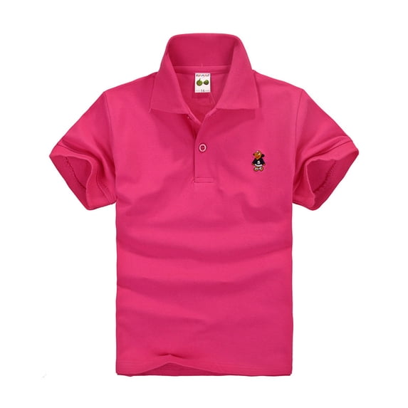 WhouRiu Toddler Boys T-Shirts Solid Short Sleeve Polo Shirts Children Classic Loose Soft Tshirts Pink,Sizes 3-4