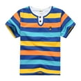 thumbnail image 1 of WhouRiu Toddler Boys' Tshirts Striped Short Sleeve Henley T Shirt Child Summer Casual Tee Clothes Blue,Sizes 3-4, 1 of 3