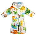thumbnail image 1 of WhouRiu Toddler Girl' Bathrobe Flannel Cartoon Print Long Sleeve Hooded Nightwear Cozy Warm Soft Winter Bathrobes Orange,Sized 3-4, 1 of 3