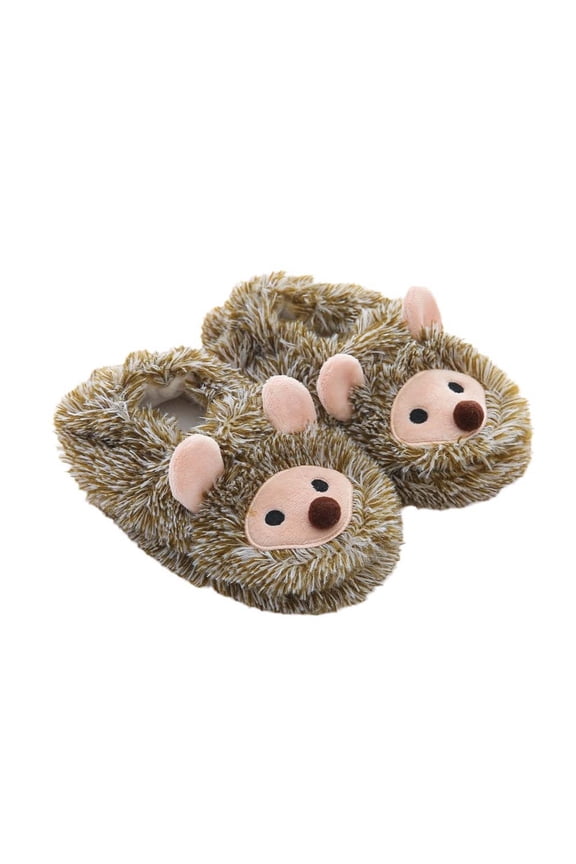 Toddler Girl Boy Cozy Slippers Cute Hedgehog Fuzzy Character-Head House Shoes Kids Thermal Winter Indoor Slippers Green Toddler8
