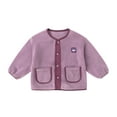 thumbnail image 1 of WhouRiu Toddler Girl Boy Jacket Long Sleeved Button Outerwear Comfy Lightweight Fall Casual Jacket with Pockets Purple,Sized 4-5, 1 of 2