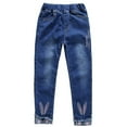 thumbnail image 1 of WhouRiu Toddler Girl Jeans Rabbit Pattern Stretch Warst Denim Leggings Kids Comfy Soft Slim Fall Denim Trousers Blue,Sized 2-3, 1 of 8