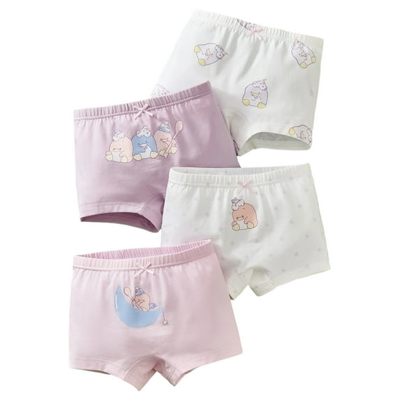 WhouRiu Toddler Girl' Panties Elastic Waist Breathable Cotton Shorts Kids Comfortable Soft Stretchy Underwear,4-Pack Purple,Size 3-4