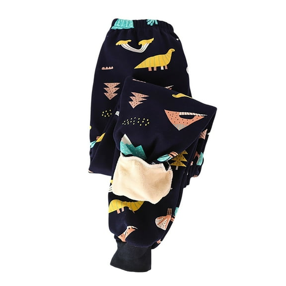 WhouRiu Toddler Girl Pants Cartoon Prints Elastic Waisted Velour Jogger Trousers Kids Girls Cute Casual Long Pants Blue,Sizes 3-4