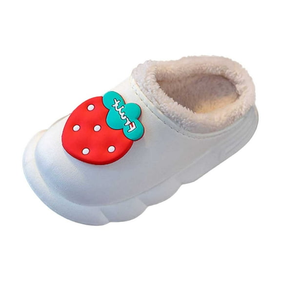 WhouRiu Toddler Girl' Slippers Cartoon Lined Platform Indoor Shoes Kids Cozy Winter Waterproof Scuff Slippers White Toddler10