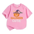 thumbnail image 1 of WhouRiu Toddler Girl T Shirt Halloween Pumpkin Print Short Sleeve Shirt Kids Holiday Comfy Loose Fashion Tshirt Pink,Sized 3-4, 1 of 3