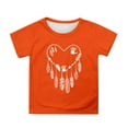thumbnail image 1 of WhouRiu Toddler Girl T Shirt Orange Sun Print Short Sleeve Tshirt Children Comfy School Soft Casual T Shirts Orange,Sized 3-4, 1 of 3