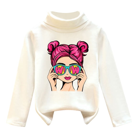 WhouRiu Toddler Girl T Shirts High Collar Long Sleeve Shirts Kids Warm Velvet Soft Under Tops Red,Sizes 3-4
