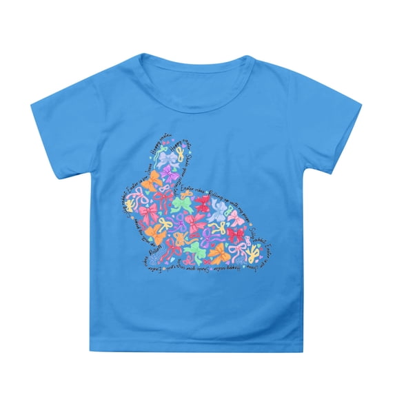 WhouRiu Toddler Girl T Shirts Short Sleeve Easter Bunny Prints Tshirts Kids Cute Summer Tops Blue,Sizes 4-5