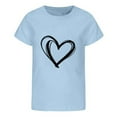 thumbnail image 1 of WhouRiu Toddler Girl' Tshirt Heart Print Short Sleeve Loose T Shirt Children Summer Cozy Soft Loose T-Shirt Blue,Sized 4-5, 1 of 2