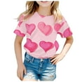 thumbnail image 1 of WhouRiu Toddler Girl's T Shirt Valentine's Day Heart Prints Short Sleeved Top Child Stylish Loose Comfortable Tshirt Pink,Size 3-4, 1 of 3