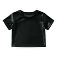 thumbnail image 1 of WhouRiu Toddler Girl's Tshirt Sequins Short Sleeve Crop T Shirt Children Holiday Party Cozy Dancewear T Shirts Black,Sized 3-4, 1 of 3