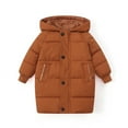 thumbnail image 1 of WhouRiu Toddler Girl's Winter Coat Warm Thickened Hooded Quilted Puffer Long Coat Child Winter Puffer Coats Brown,Sized 4-5, 1 of 8