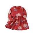 thumbnail image 1 of WhouRiu Toddler Girls' Dresses Long Sleeve Cute Printed Casual Dress Kids Comfy Soft Autumn Dresses Red,Sized 3-4, 1 of 7