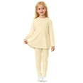 thumbnail image 1 of WhouRiu Toddler Girls' Homewear Outfit Set Cozy Loose Long Sleeve Tshirt Pants Child Solid Soft Loose Autumn Sleepwear Outfits Beige,Sized 3-4, 1 of 4