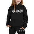 thumbnail image 1 of WhouRiu Toddler Girls' Outfits Print Long Sleeve Hooded Sweatshirt Pants Loose Sport Fall Winter Outfit Set Black,Sized 2-3, 1 of 5