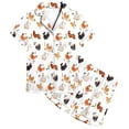 thumbnail image 1 of WhouRiu Toddler Girls Pajama Set Chicken Pattern Short Sleeve Button Shirt Shorts Child Sleepwear Outfits White.Sizes 2-3, 1 of 3