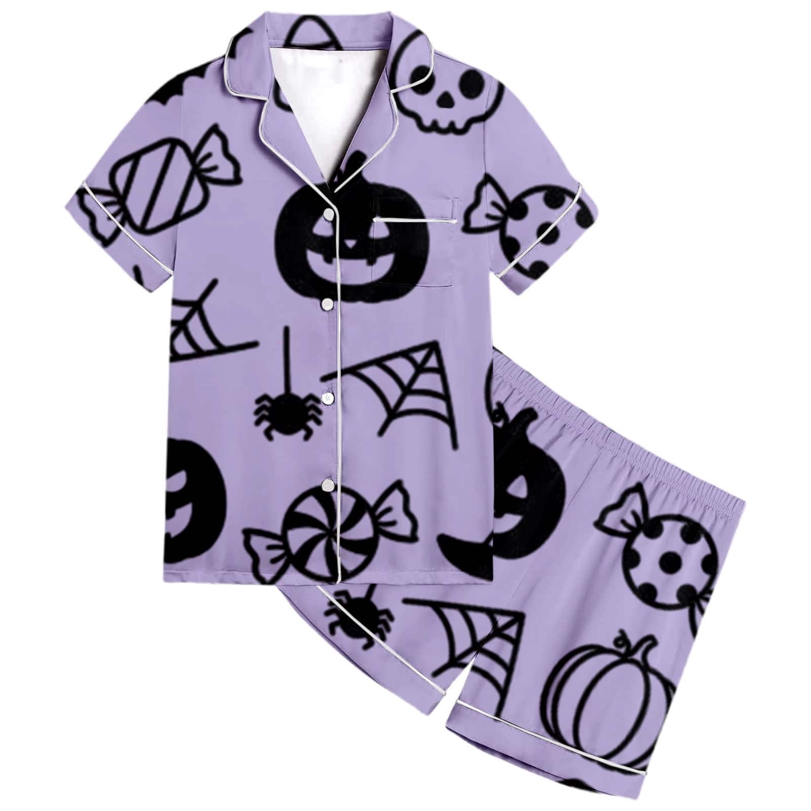WhouRiu Toddler Girls' Pajamas Short Sleeve Halloween Print Shirt ...