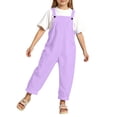 thumbnail image 1 of WhouRiu Toddler Girl Boy Pants Straight Leg Relaxed Suspenders Pants Kids Sports Breathable Lightweight Spring Overalls Purple,Size 4-5, 1 of 3
