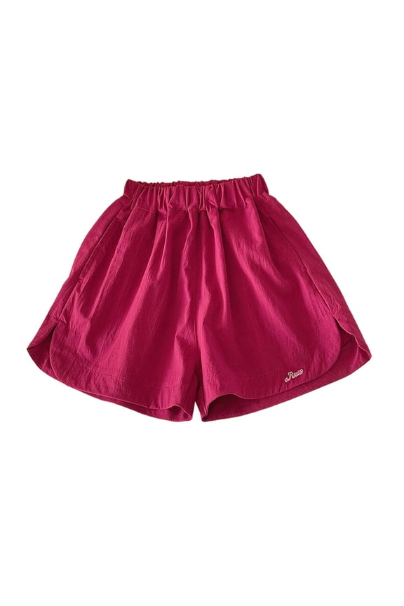 Toddler Girls Shorts Summer Elastic Waist Breathable Cozy Shorts Children Lightweight Outdoor Daily Wear Shorts Red,Size 3-4 Y