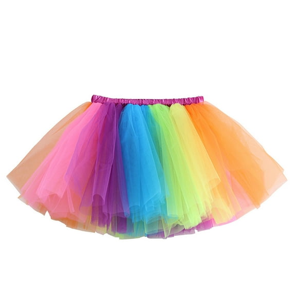 WhouRiu Toddler Girls Skirts for Dance Party Elastic Waist Rainbow Tutu Skirt Kids Ballet Dancewear Spring Summer Skirts Multi-color,Size 2-4 Y