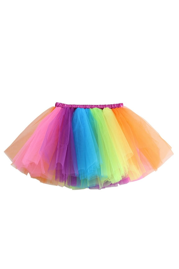 Toddler Girls Skirts for Dance Party Elastic Waist Rainbow Tutu Skirt Kids Ballet Dancewear Spring Summer Skirts Multi-color,Size 2-4 Y