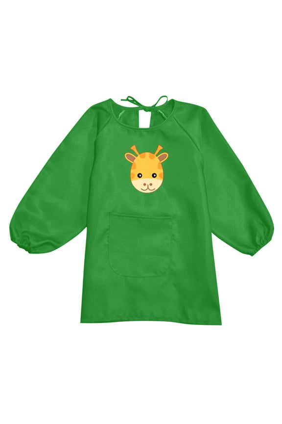 Toddler Girls' T Shirts Cartoon Print Long Sleeve Smock Apron Children Painting Aprons Smocks Green,Sizes 2-4