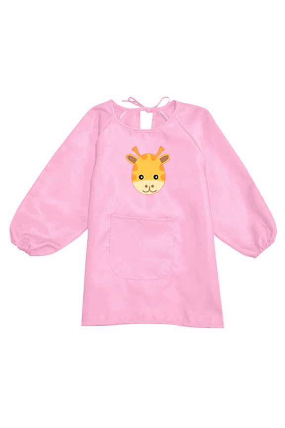 Toddler Girls' T Shirts Cartoon Print Long Sleeve Smock Apron Children Painting Aprons Smocks Pink,Sizes 2-4