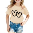 thumbnail image 1 of WhouRiu Toddler Girls T Shirts Cute Graphic Short Sleeve Tee Tops Kids Lightweight Casual Tshirts Beige,Sizes 3-4, 1 of 4