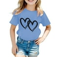 thumbnail image 1 of WhouRiu Toddler Girls T Shirts Cute Graphic Short Sleeve Tee Tops Kids Lightweight Casual Tshirts Blue,Sizes 3-4, 1 of 4