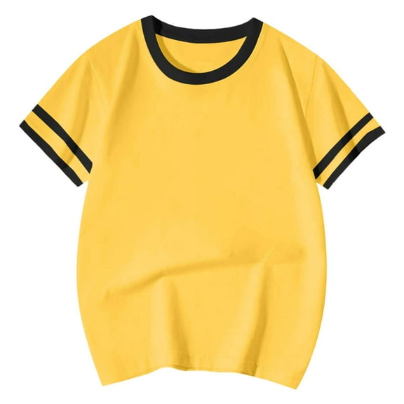 WhouRiu Toddler Girls T Shirts Graphic Short Sleeve Tee Tops Children Daily Wear Summer Tshirts Yellow,Sizes 3-4