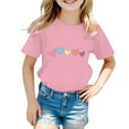 thumbnail image 1 of WhouRiu Toddler Girls T Shirts Love Print Short Sleeve Tshirts Child Comfy Summer Casual T Shirt Pink,Sizes 3-4, 1 of 3