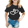 thumbnail image 1 of WhouRiu Toddler Girls' T Shirts Short Sleeve Love Prints Tee Shirts Children Comfy Tough T-Shirt Black,Sizes 3-4, 1 of 4