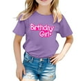 thumbnail image 1 of WhouRiu Toddler Girls' T Shirts Summer Letter Prits Short Sleeve Tshirt Child Fashion Cute Tee Tops Purple,Sizes 4-5, 1 of 3