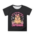 thumbnail image 1 of WhouRiu Toddler Girls' Tshirt Capybara Print Short Sleeve Tee Children Cozy Loose Sports Wear Breathable T Shirts Black,Sized 3-4, 1 of 3
