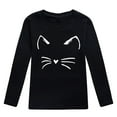 thumbnail image 1 of WhouRiu Toddler Girls Tshirts Long Sleeve Cartoon Cat Prints Tee Tops Kids Soft Autumn T Shirt Black,Sizes 2-3, 1 of 3