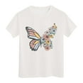 thumbnail image 1 of WhouRiu Toddler Girls Tshirts Short Sleeve Butterfly Prints Tops Child Casual Comfy Tee Clothes White,Sizes 3-4, 1 of 6