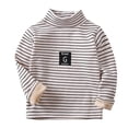 thumbnail image 1 of WhouRiu Toddler Girls' Tshirts Striped High Collared Long Sleeve Tops Kids Fall Winter Under Clothes Gray,Sizes 4-5, 1 of 4