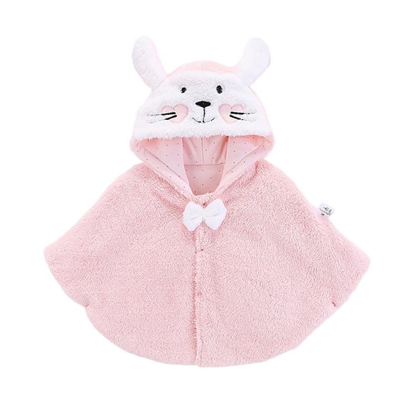 WhouRiu Toddler Girls Winter Coat Lined Cute Cartoon Hood Cape Child Warm Thickened Outerwear Windproof Coats Pink,Sized 3-5