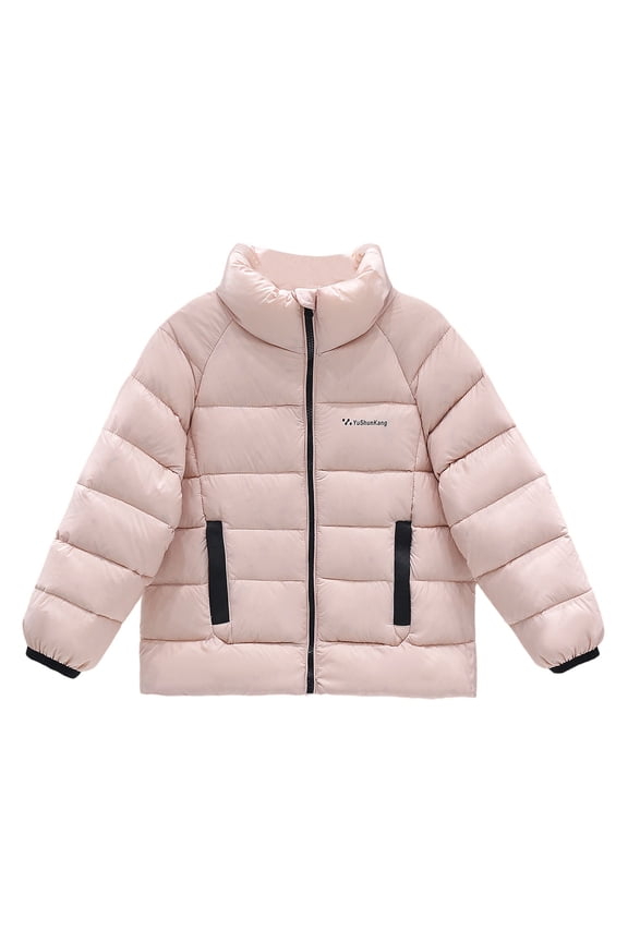 Toddler Girl's Winter Coat with Stand Collar Ripstop Puffer Jacket Child Warm Thickened Outerwear Windproof Coats Pink,Sized 2-3