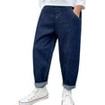 thumbnail image 1 of Whouriu Big Boys Wide Leg Jeans Loose Fit Denim Trousers Casual Wide Leg Jeans Streetwear, 1 of 9