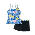 thumbnail image 1 of Whouriu Big Girl Bathing Suit Tropical Print Straps Tops Shorts Bikini Set Beach Pool Sport Swimsuit Black,Size 8-16 Y, 1 of 6
